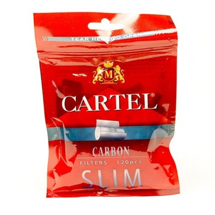 Фильтры для самокруток Cartel Slim Carbon (угольный) 120шт   