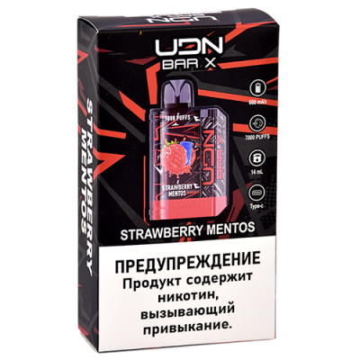 UDN BAR X III 7000 Strawberry Mentos (Клубничный Ментос)